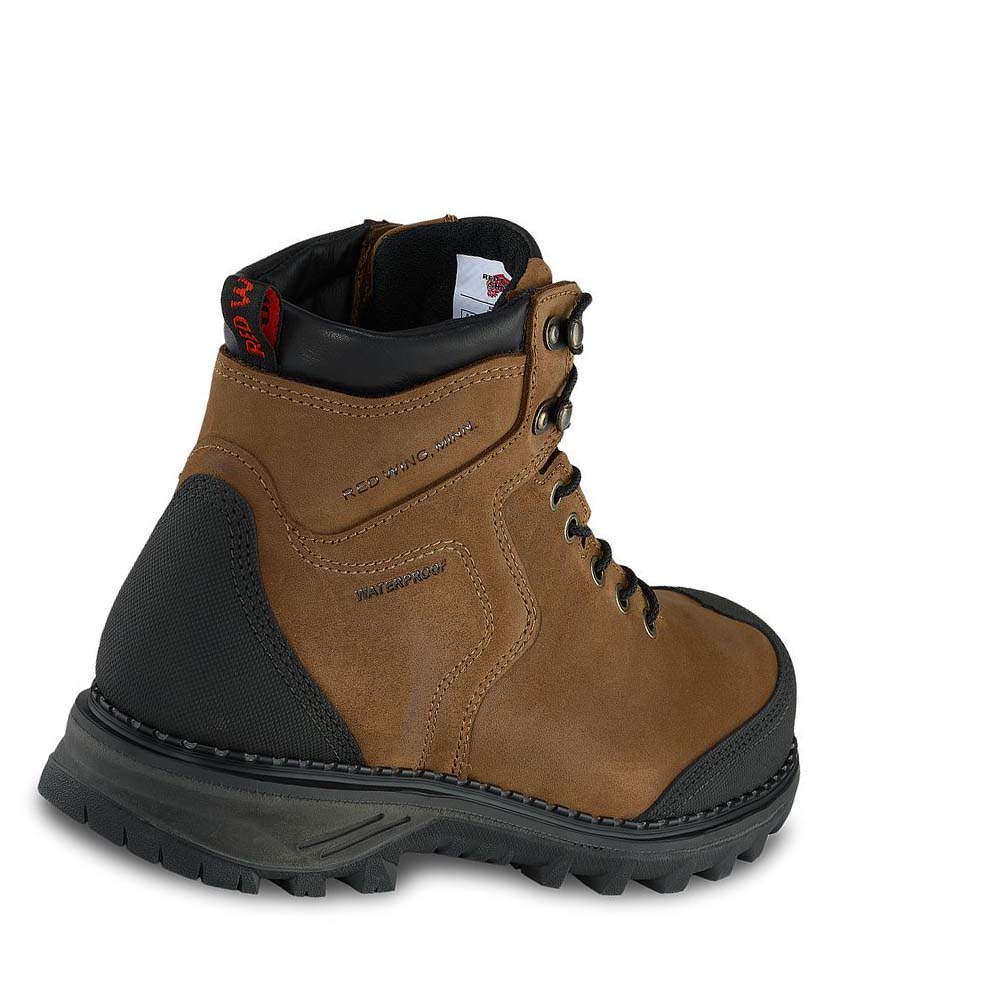 Red Wing Burnside 6-inch Safety Toe Men's Waterproof Boots Brown | ZA 423YXF